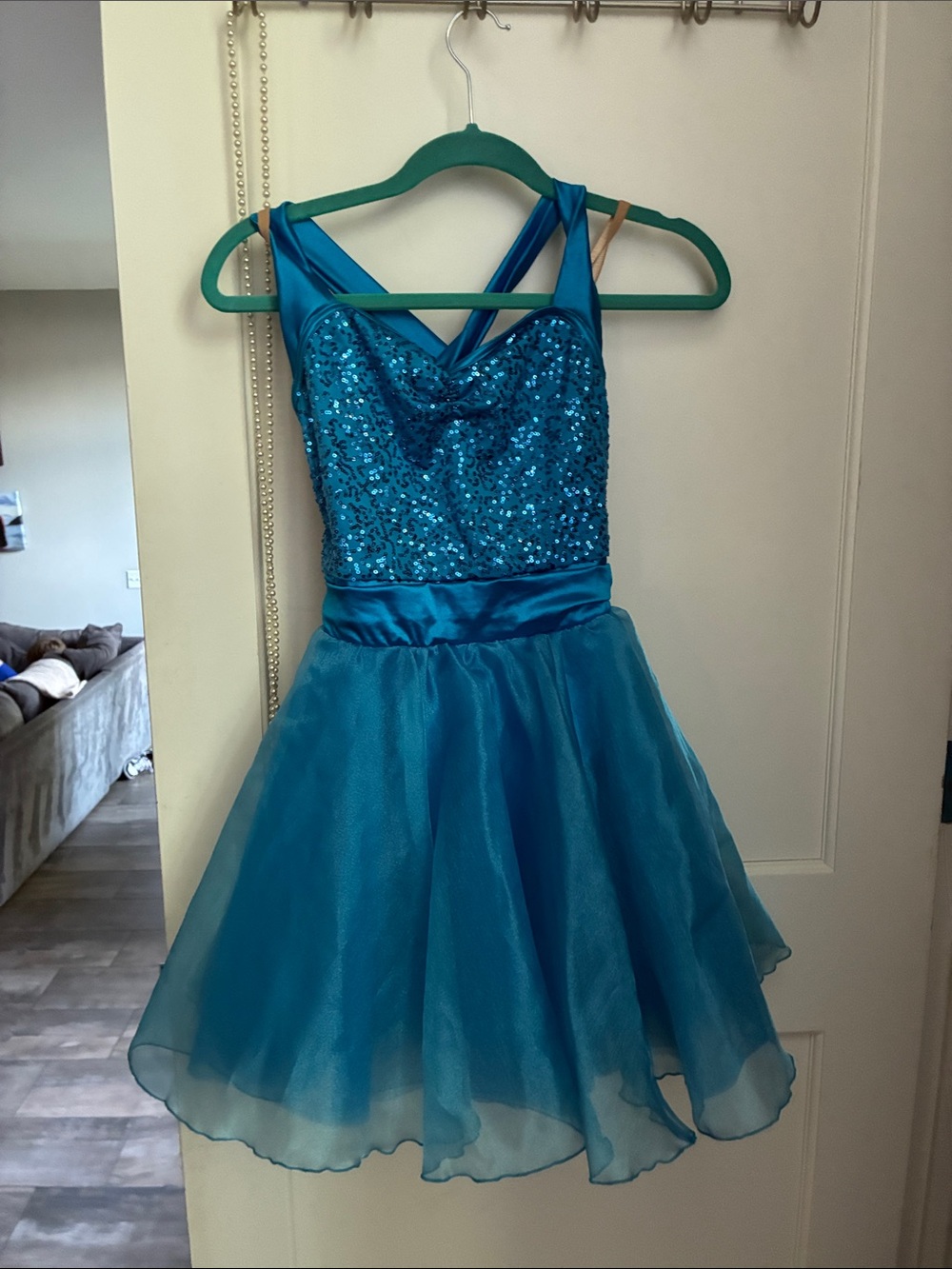 Weissman Turquoise Sequin Party Dress